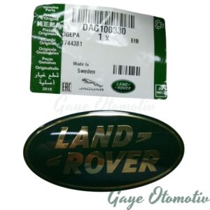 DAG100330 Panjur Logosu – Yeşil zemin sarı yazılı Land Rover amblemi, Discovery ve Range Rover modelleriyle uyumlu