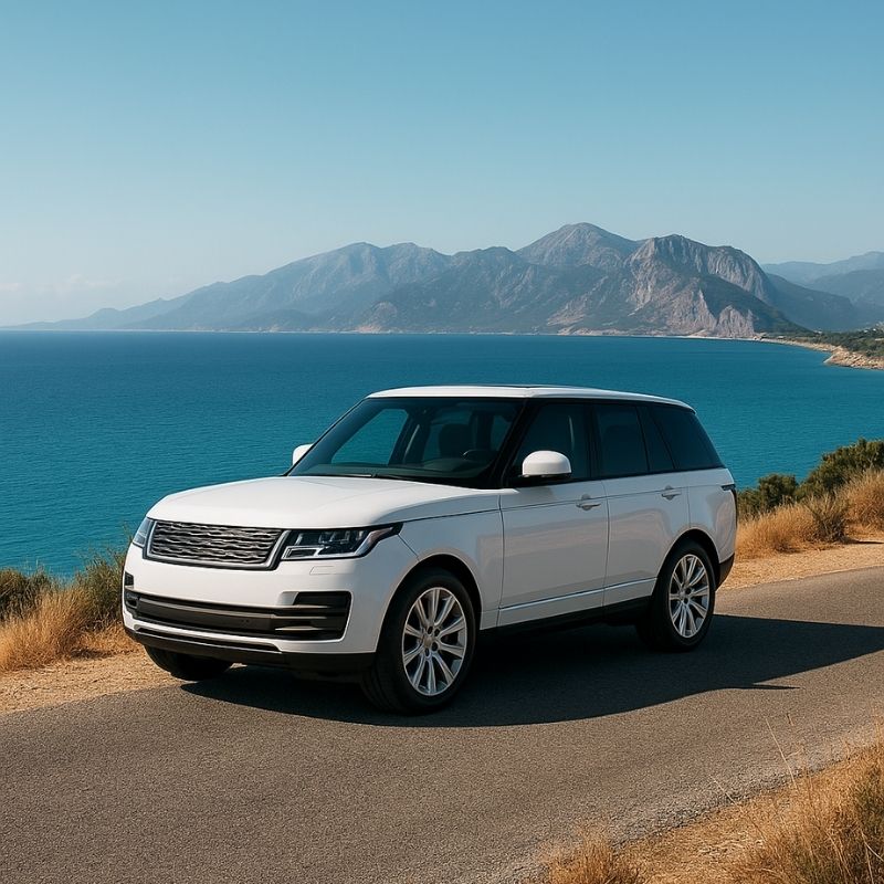 Land Rover Yedek Parça Antalya'da uzaktan görünüm – lüks SUV dağ manzarasında