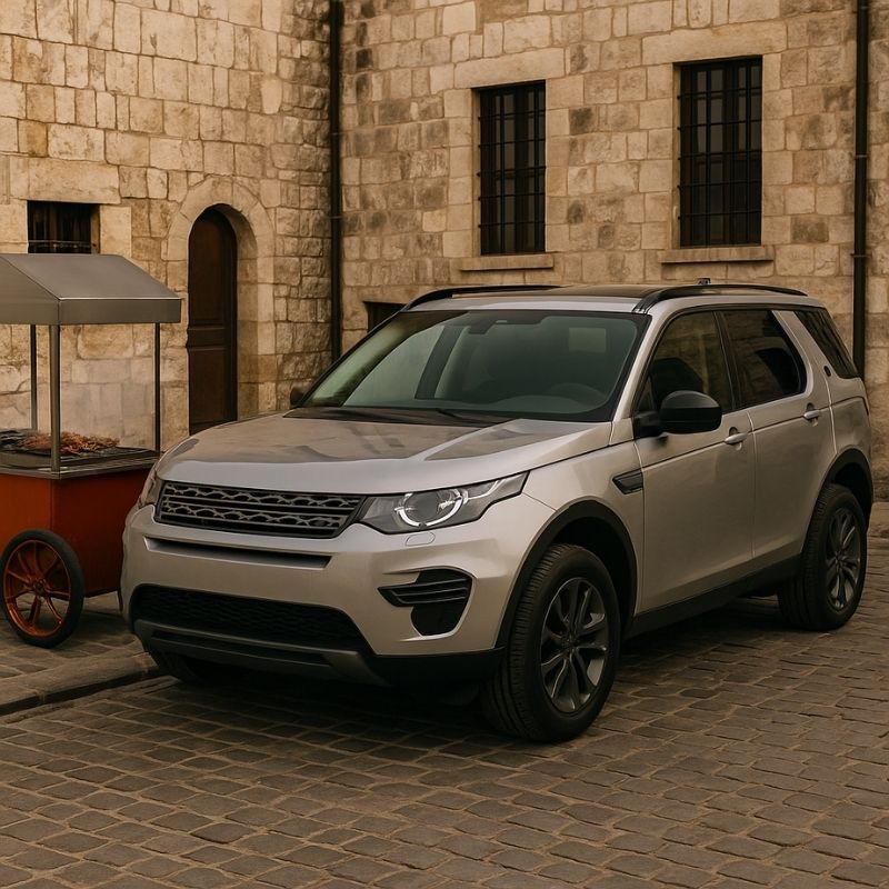 Land Rover yedek parça Gaziantep – Discovery Sport taş evler ve kebap tezgahı önünde