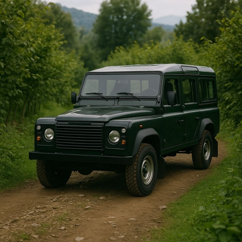 Land Rover yedek parça Giresun – fındık bahçesi yolunda Defender 110