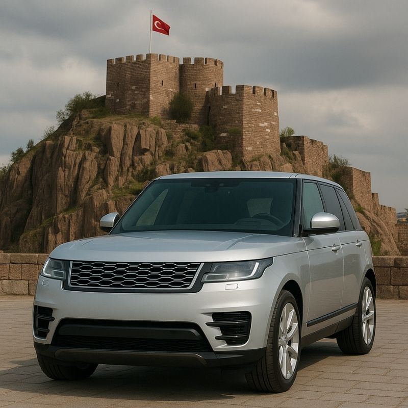 Ankara Land Rover Yedek Parça tanıtımı için ankara kalesi temalı gri renkli range rover