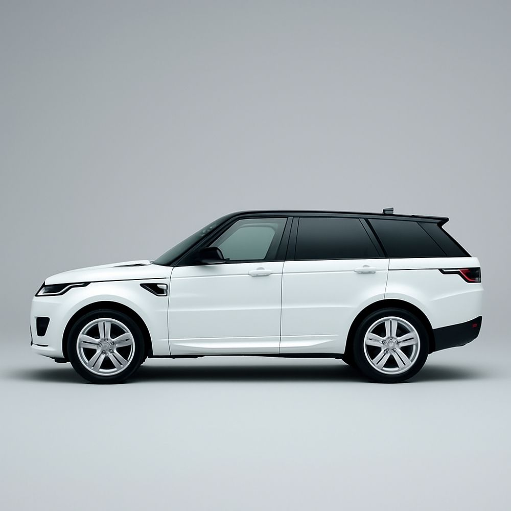 Land Rover Yedek Parça Balıkesir – Stüdyo çekimi beyaz Range Rover tam yandan