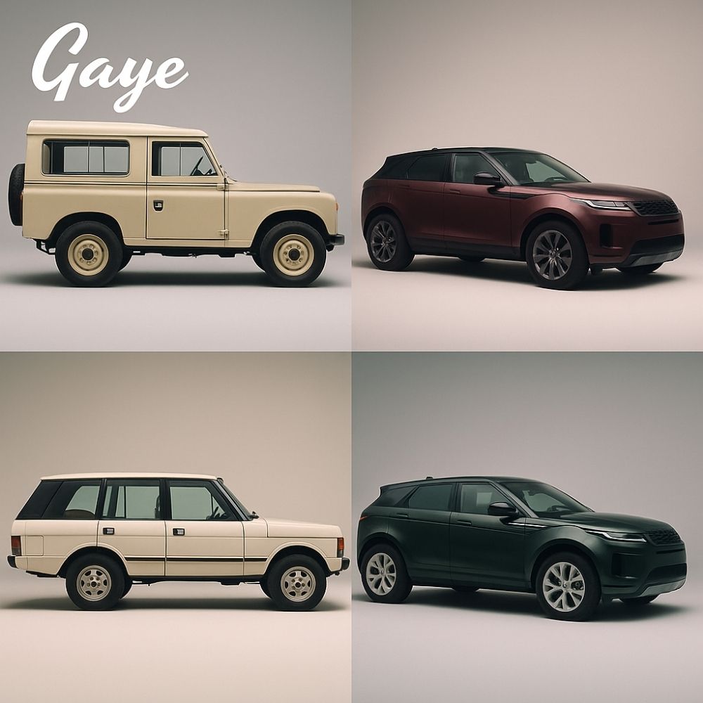 Ankara Land Rover yedek parça – 4’lü stüdyo kolajı: üst sol Defender (klasik), üst sağ Velar (yeni nesil), alt sol Range Rover (klasik), alt sağ Evoque (yeni nesil)