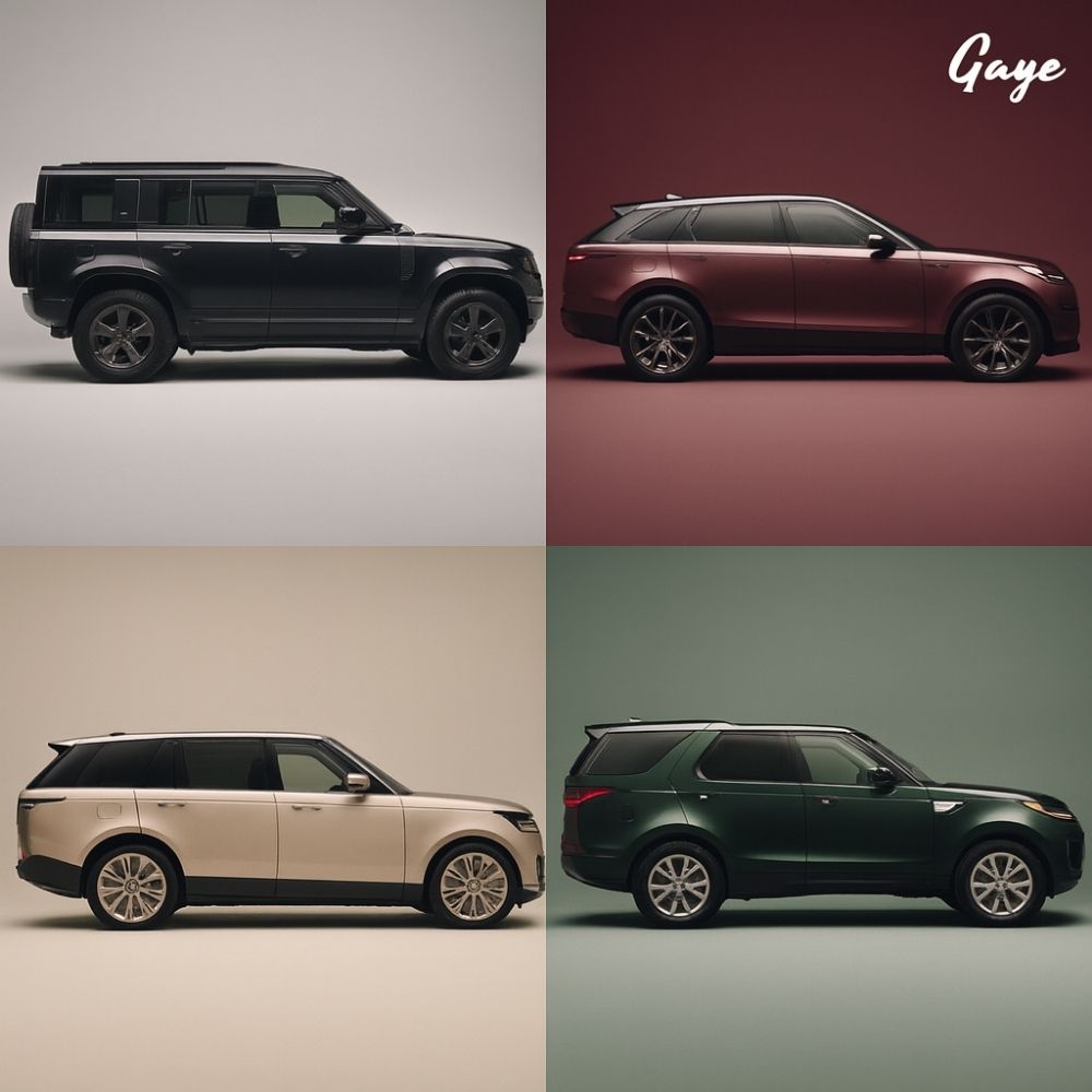 Land Rover yedek parça Ankara – Defender, Velar, Range Rover ve Discovery yan görünüm stüdyo kolajı